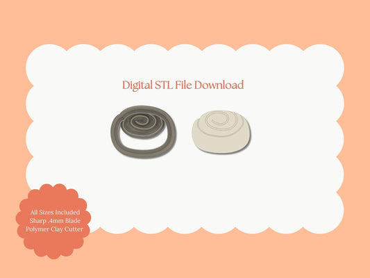 Cinnamon Roll Clay Cutter | STL File Download Polymer Clay Cutter Spring Summer Food Dessert Breakfast