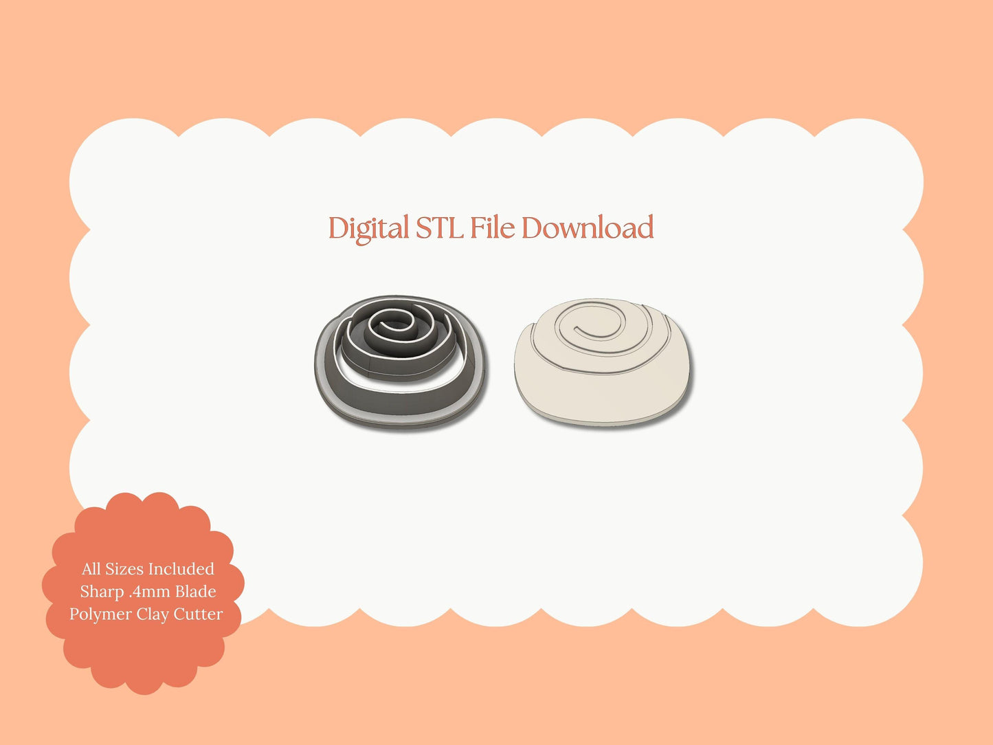 Cinnamon Roll Clay Cutter | STL File Download Polymer Clay Cutter Spring Summer Food Dessert Breakfast