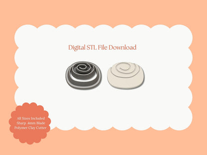 Cinnamon Roll Clay Cutter | STL File Download Polymer Clay Cutter Spring Summer Food Dessert Breakfast