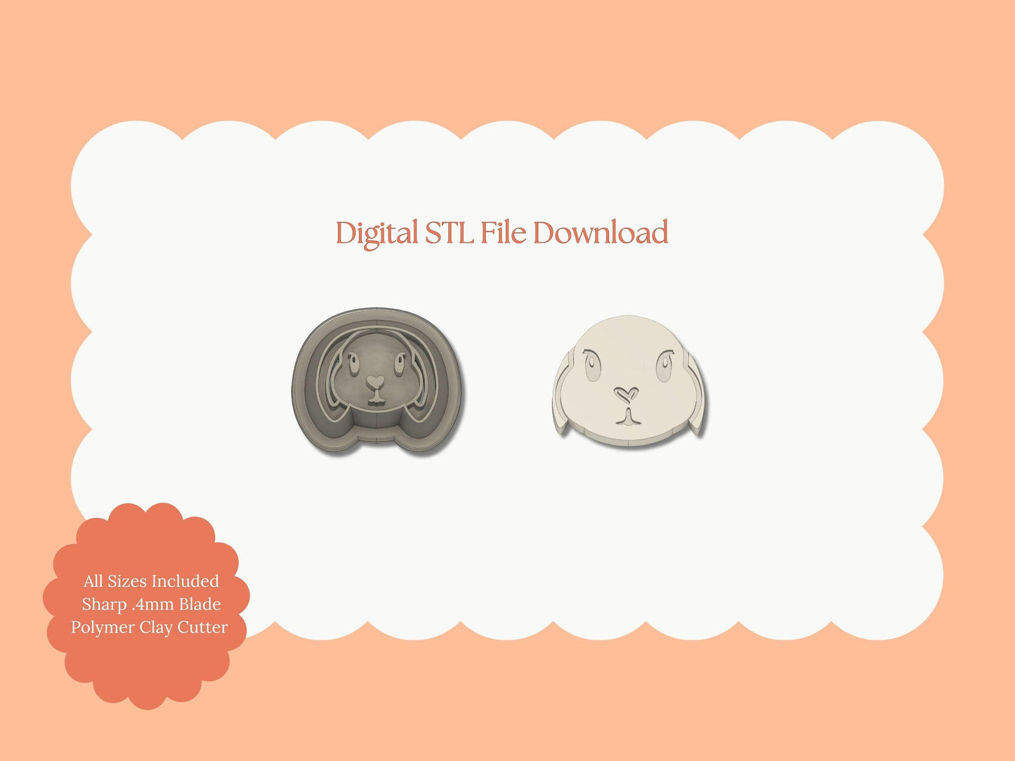 Bunny Face Clay Cutter | STL File Download Polymer Clay Cutter Spring Clay Animal