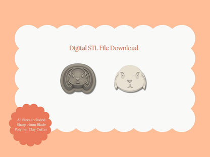 Bunny Face Clay Cutter | STL File Download Polymer Clay Cutter Spring Clay Animal
