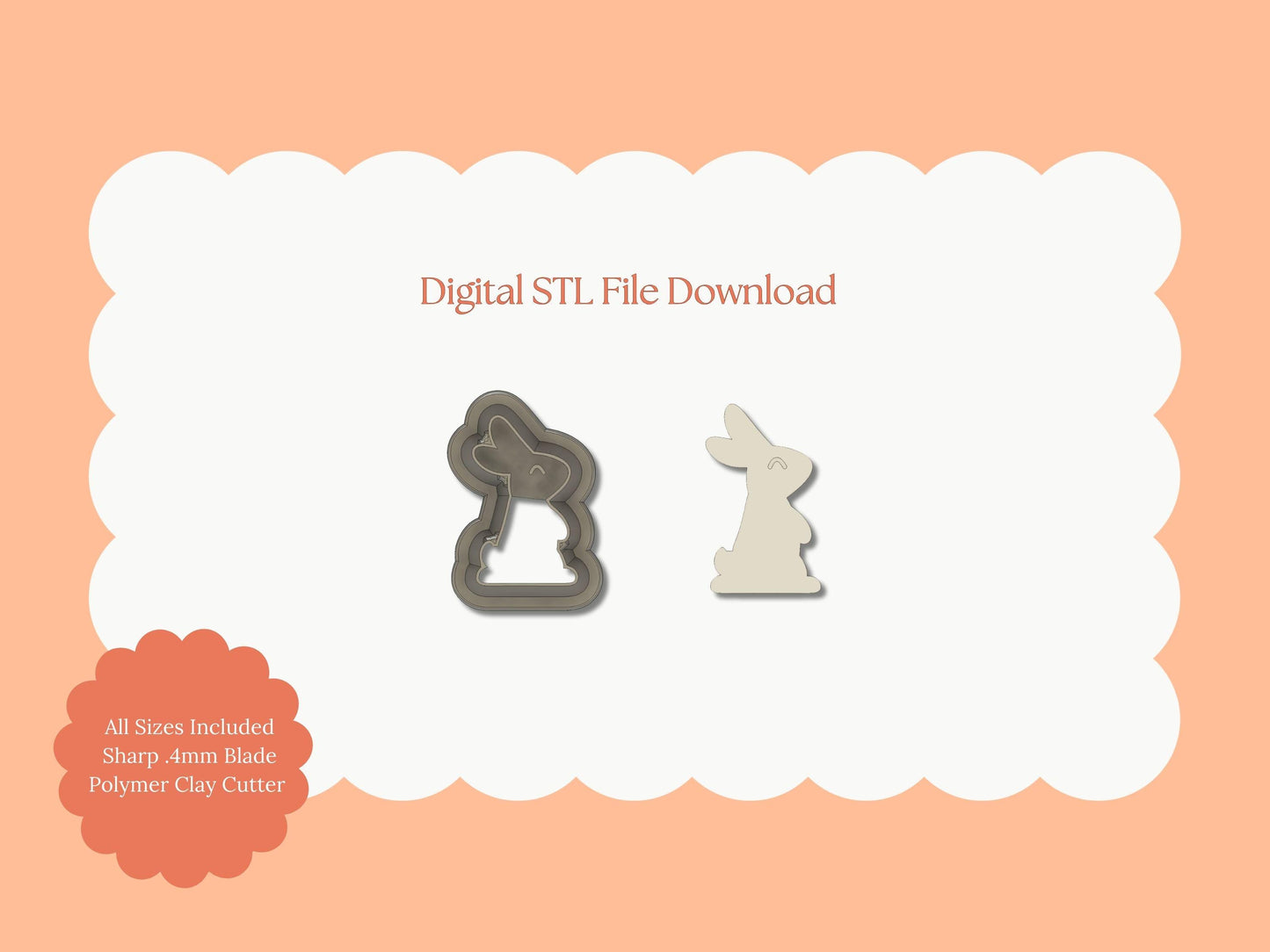 Bunny No. 2 Clay Cutter | STL File Download Polymer Clay Cutter Spring Clay Animal
