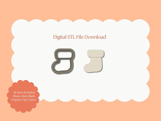 Christmas Stocking No. 3 Clay Cutter | Christmas Stocking STL File – Digital Holiday Cutter for Festive Earrings & Seasonal Clay Crafts