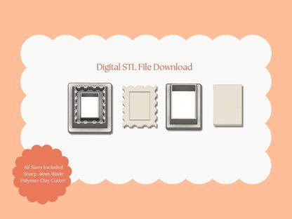 Christmas Postage Stamp Clay Cutter | Christmas Stamp STL File – Digital Vintage Cutter for Holiday Earrings & Festive Clay Crafts