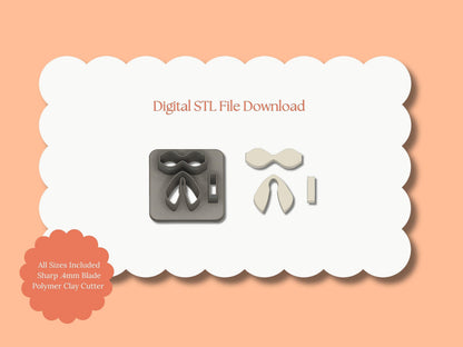 Coquette Ribbon No. 10 Clay Cutter | Coquette Ribbon No. 10 STL File – Digital Fashion Cutter for Elegant Earrings & Cute Clay Crafts
