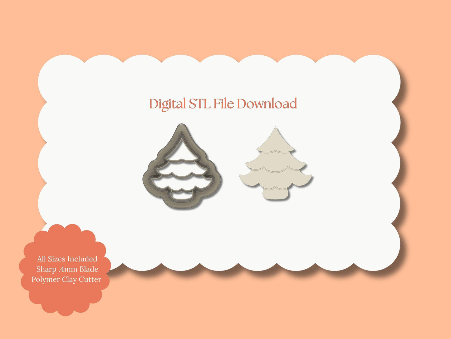 Wavy Tree No. 2 Clay Cutter | Wavy Tree STL File for Polymer Clay Earrings and Holiday Winter Jewelry