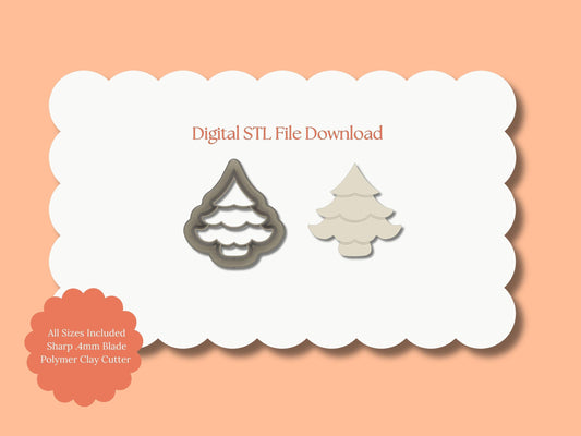 Wavy Tree No. 2 Clay Cutter | Wavy Tree STL File for Polymer Clay Earrings and Holiday Winter Jewelry