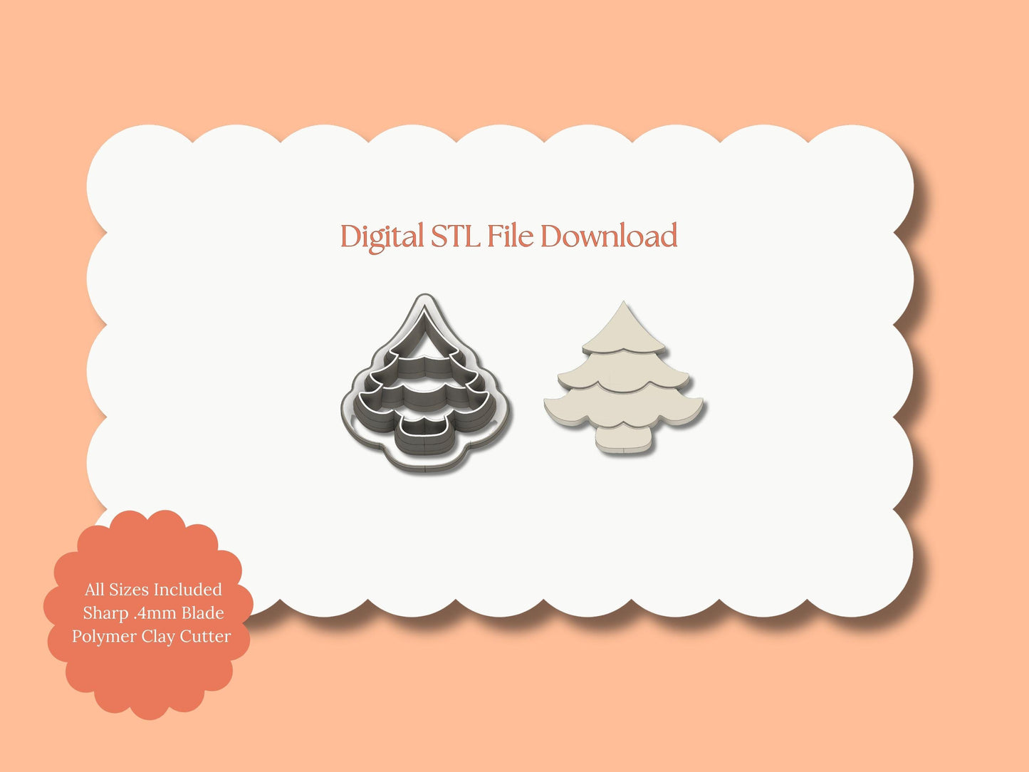 Wavy Tree No. 2 Clay Cutter | Wavy Tree STL File for Polymer Clay Earrings and Holiday Winter Jewelry
