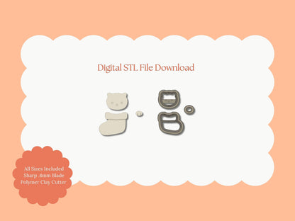 Cat Stocking No. 1 Clay Cutter | Cat Stocking No. 1 STL File – Digital Holiday Cutter for Festive Earrings & Pet Clay Crafts