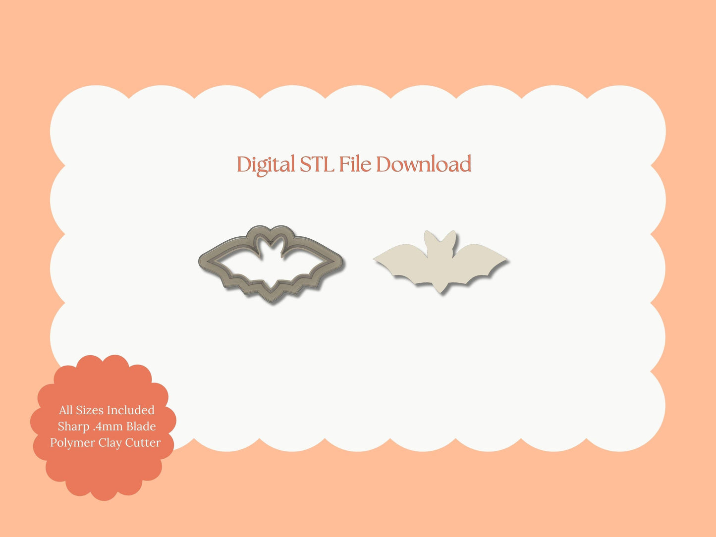 Bat No. 5 Clay Cutter | Bat STL File – Digital Halloween Cutter for Spooky Earrings & Cute Clay Crafts