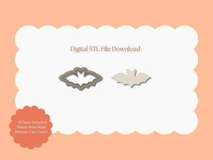 Bat No. 5 Clay Cutter | Bat STL File – Digital Halloween Cutter for Spooky Earrings & Cute Clay Crafts