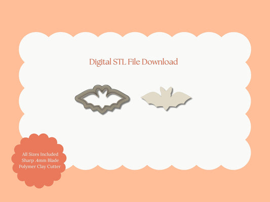 Bat No. 5 Clay Cutter | Bat STL File – Digital Halloween Cutter for Spooky Earrings & Cute Clay Crafts