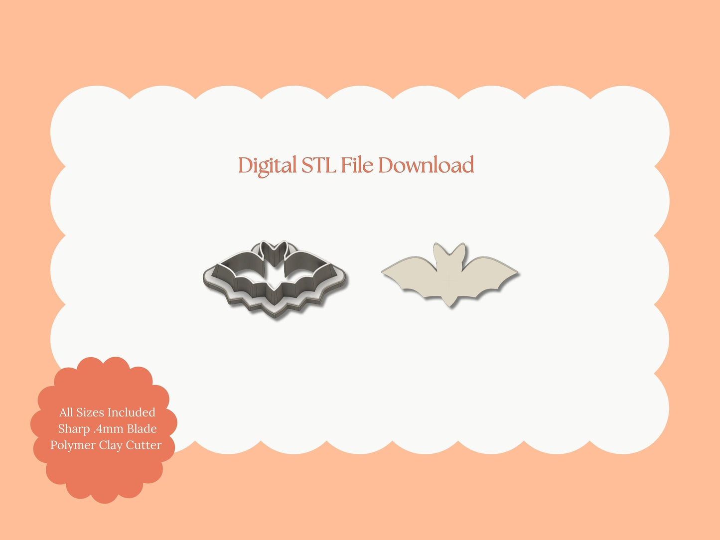 Bat No. 5 Clay Cutter | Bat STL File – Digital Halloween Cutter for Spooky Earrings & Cute Clay Crafts