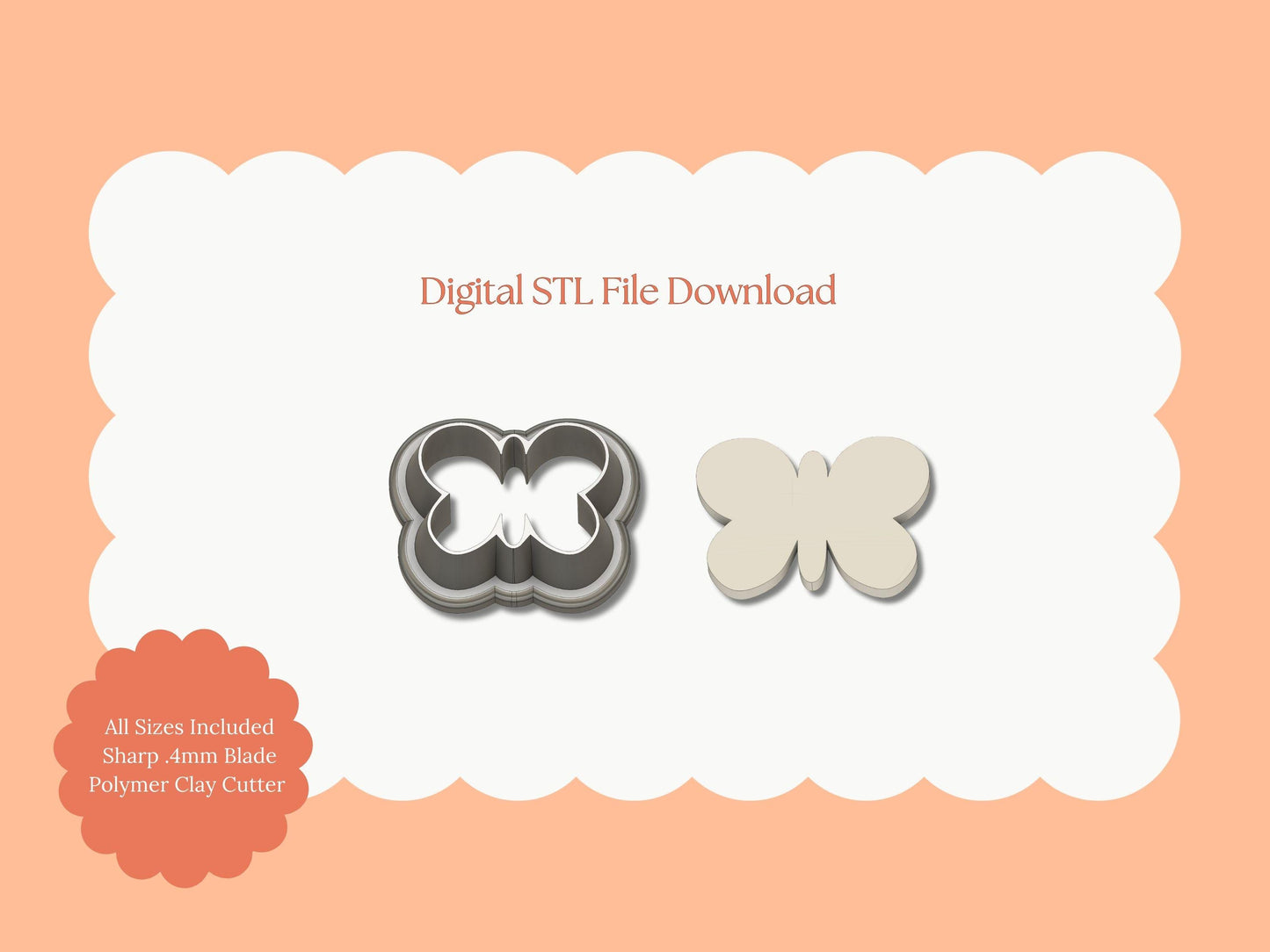 Butterfly No. 4 Clay Cutter | Butterfly No. 4 STL File – Digital Nature Cutter for Elegant Earrings & Butterfly Clay Crafts