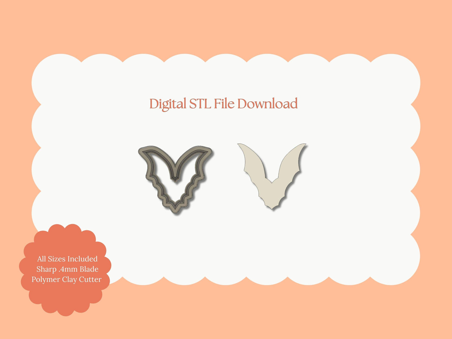 Bat No. 6 Clay Cutter | Bat STL File – Digital Halloween Cutter for Spooky Earrings & Night-Themed Clay Crafts