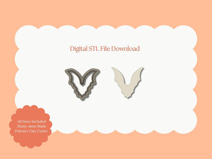 Bat No. 6 Clay Cutter | Bat STL File – Digital Halloween Cutter for Spooky Earrings & Night-Themed Clay Crafts