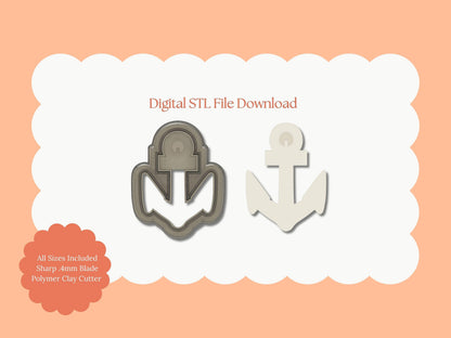 Anchor Clay Cutter | Anchor STL File – Digital Nautical Cutter for Ocean Earrings & Maritime Clay Crafts