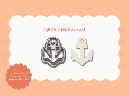 Anchor Clay Cutter | Anchor STL File – Digital Nautical Cutter for Ocean Earrings & Maritime Clay Crafts