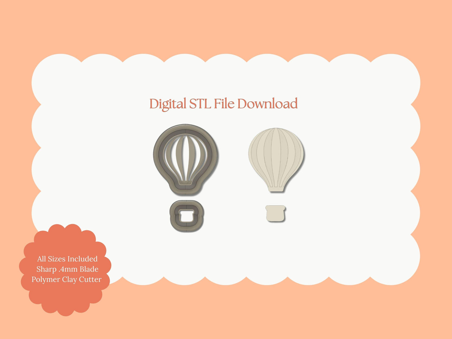Hot Air Balloon No. 2 Clay Cutter | Hot Air Balloon No. 2 STL File – Digital Travel Cutter for Adventure Earrings & Cute Clay Crafts