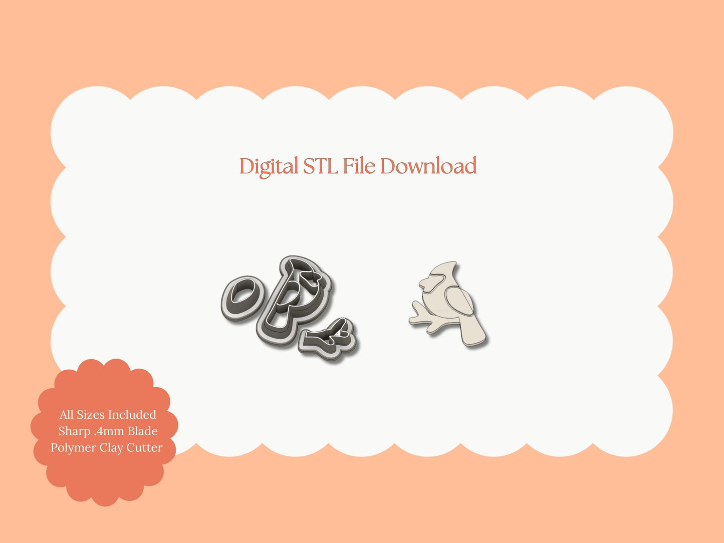 Cardinal Bird Clay Cutter | Cardinal Bird STL File – Digital Nature Cutter for Winter Earrings & Elegant Clay Crafts