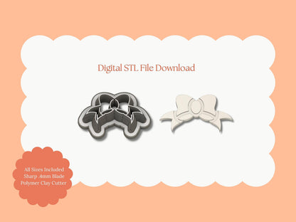 Coquette Bow No. 3 Clay Cutter | Coquette Bow No. 3 STL File – Digital Elegant Cutter for Cute Earrings & Bow Clay Crafts