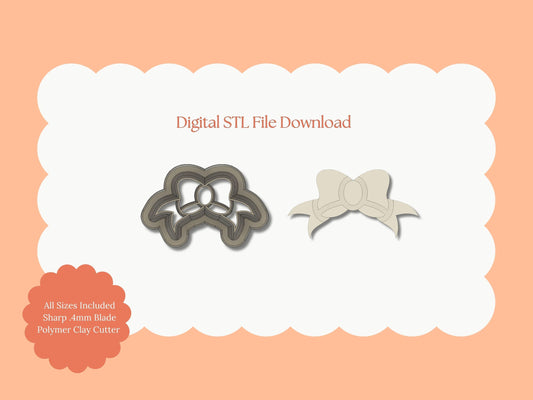 Coquette Bow No. 3 Clay Cutter | Coquette Bow No. 3 STL File – Digital Elegant Cutter for Cute Earrings & Bow Clay Crafts