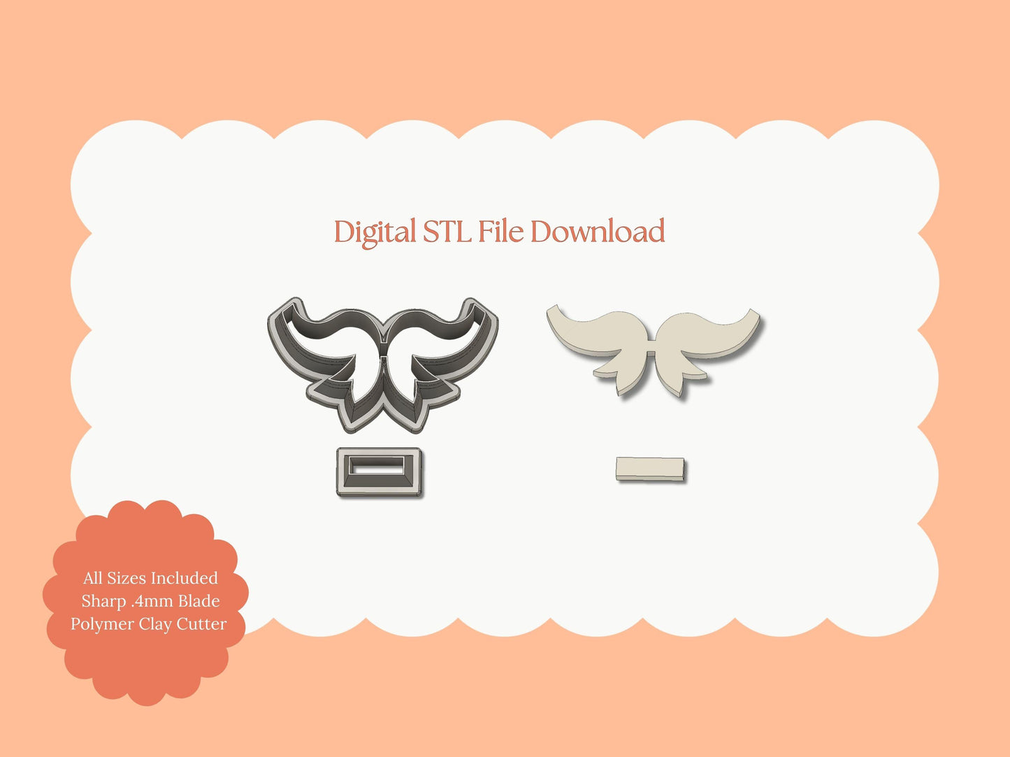 Coquette Bow No. 4 Clay Cutter | Coquette Bow No. 4 STL File – Digital Cute Cutter for Fashion Earrings & Bow Clay Crafts