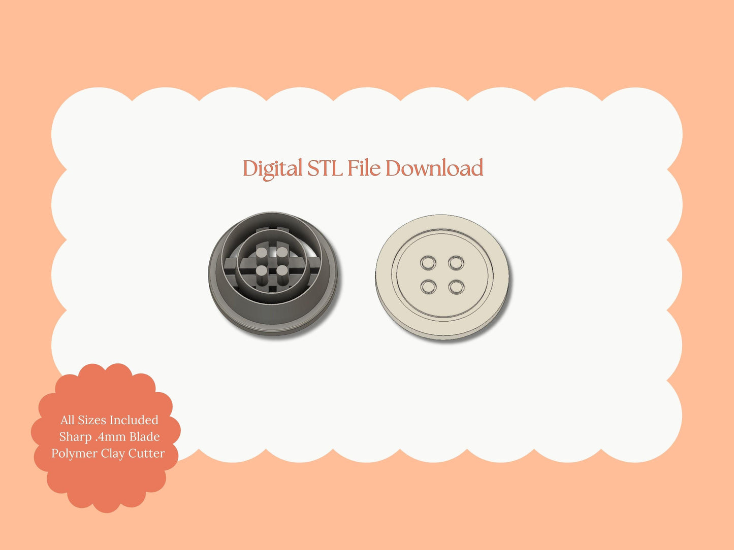 Button No. 1 Clay Cutter | Button No. 1 STL File – Digital Sewing Cutter for Fashion Earrings & Cute Clay Crafts