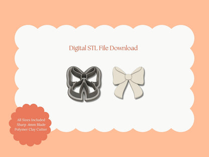 Coquette Bow No. 1 Clay Cutter | Coquette Bow No. 1 STL File – Digital Elegant Cutter for Fashion Earrings & Cute Clay Crafts
