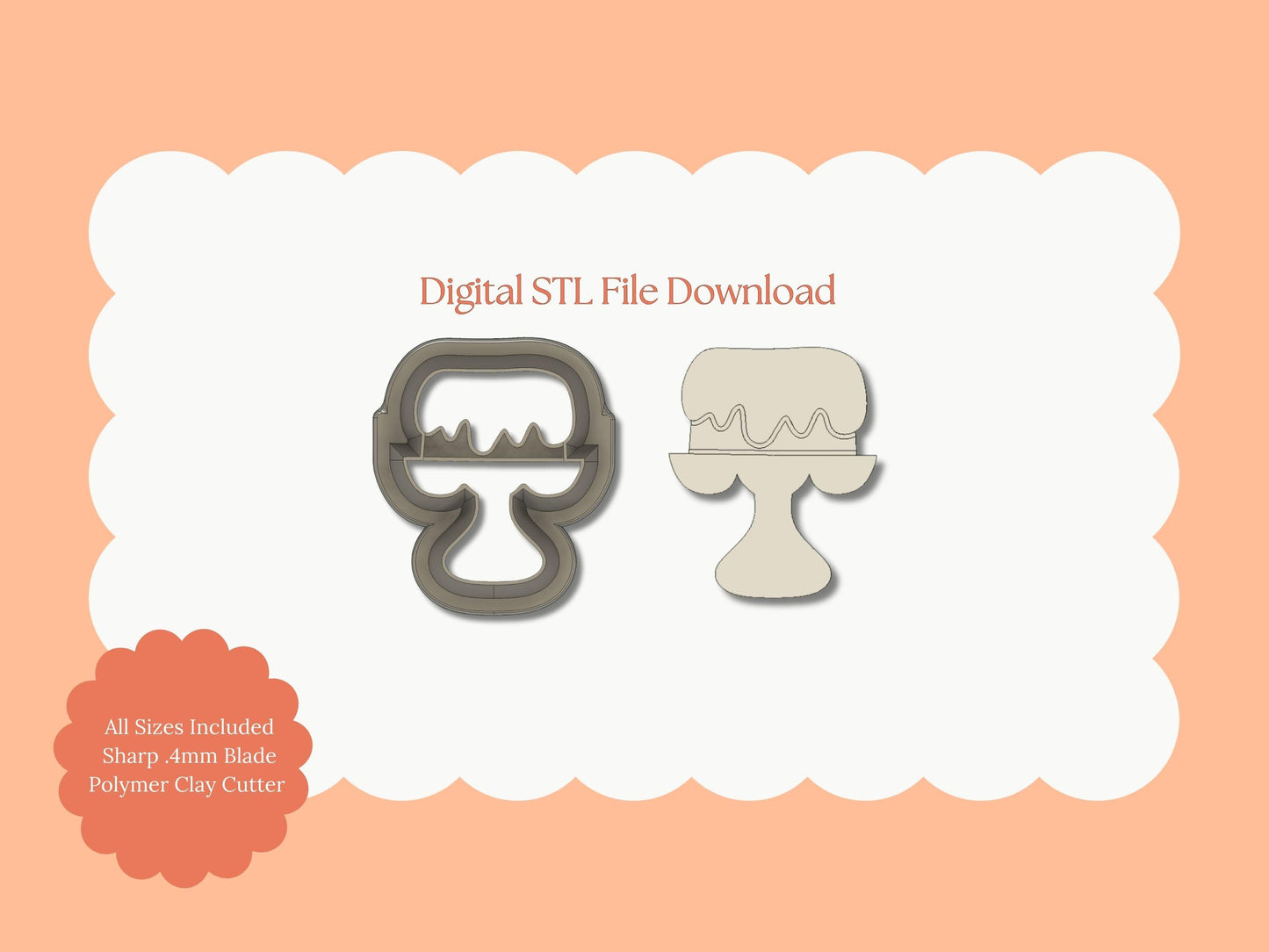 Cake Stand Clay Cutter | Cake Stand STL File – Digital Dessert Cutter for Elegant Earrings & Bakery Clay Crafts