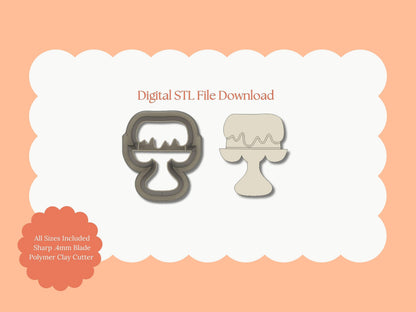 Cake Stand Clay Cutter | Cake Stand STL File – Digital Dessert Cutter for Elegant Earrings & Bakery Clay Crafts