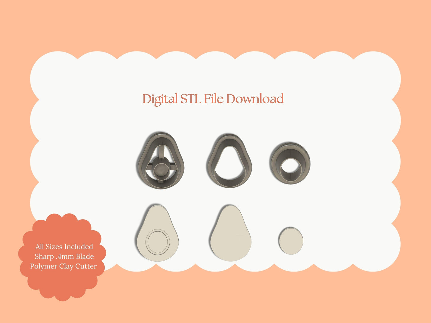 Avocado | STL File Download Polymer Clay Cutter Fruit Spring Summer