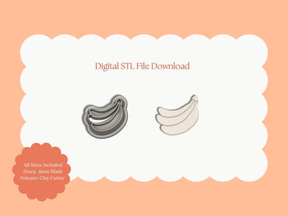 Banana Clay Cutter | STL File Download Polymer Clay Cutter Breakfast Spring Summer Fruit