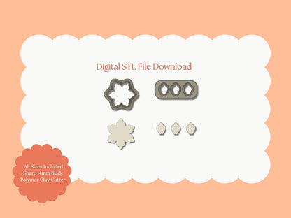 Petal Cluster Set No. 6 Clay Cutter | Petal Cluster No. 6 STL File – Digital Floral Cutter Set for Elegant Earrings & Nature Clay Crafts