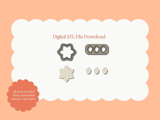 Petal Cluster Set No. 6 Clay Cutter | Petal Cluster No. 6 STL File – Digital Floral Cutter Set for Elegant Earrings & Nature Clay Crafts