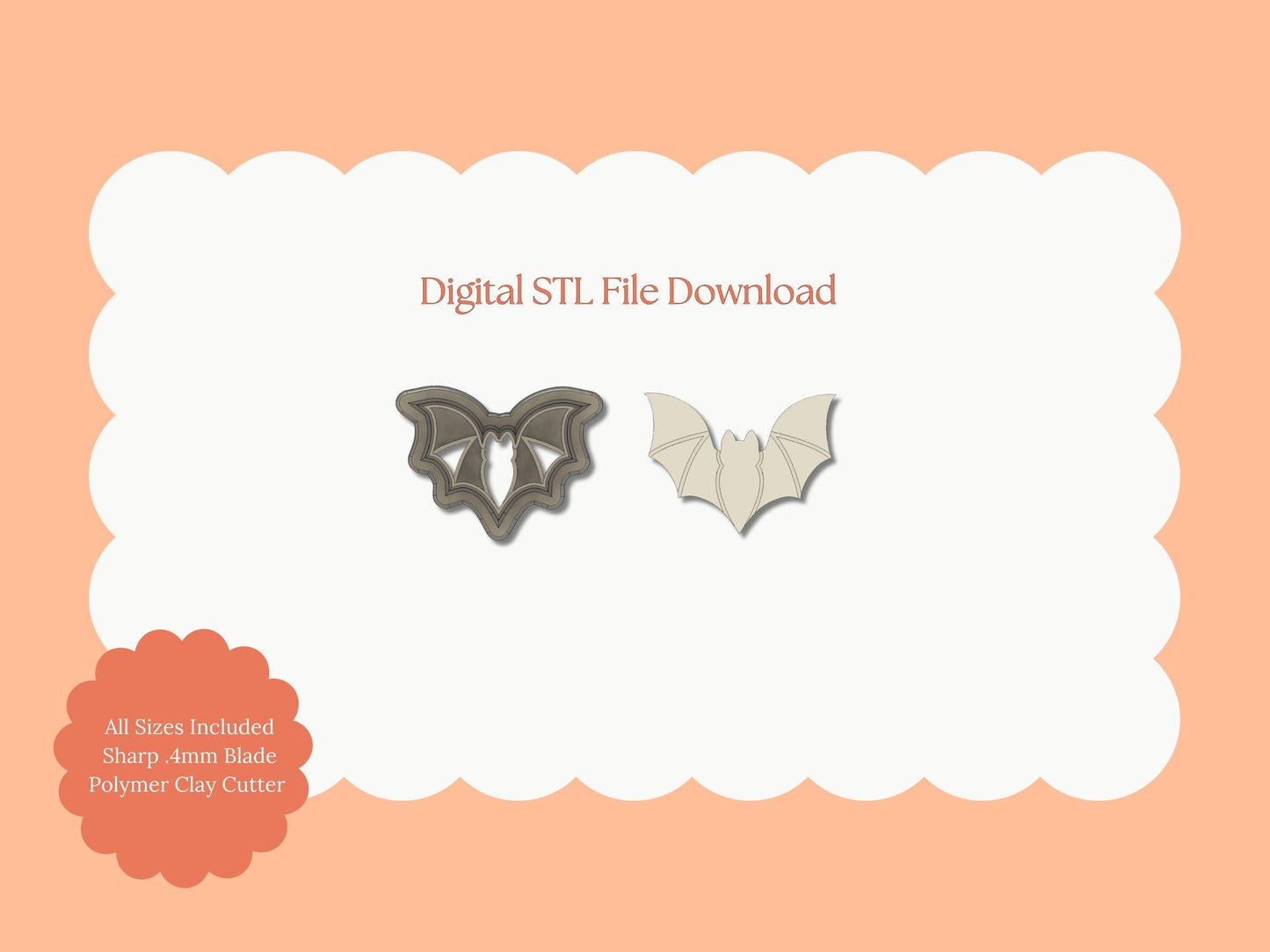Bat No. 4 Clay Cutter | Bat STL File – Digital Animal Cutter for Cute Halloween Earrings & Spooky Clay Crafts