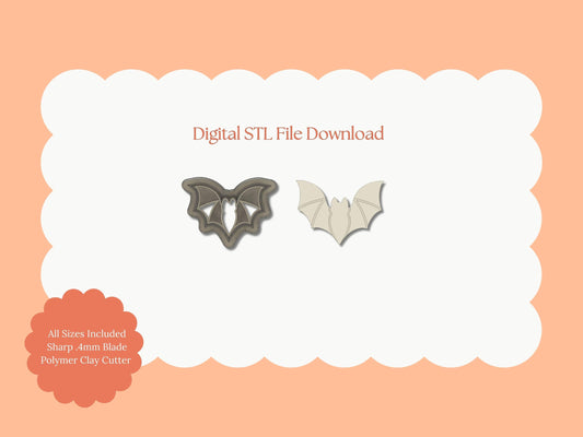 Bat No. 4 Clay Cutter | Bat STL File – Digital Animal Cutter for Cute Halloween Earrings & Spooky Clay Crafts