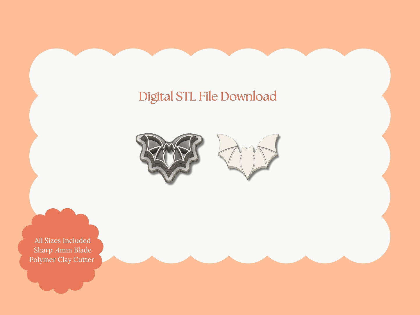 Bat No. 4 Clay Cutter | Bat STL File – Digital Animal Cutter for Cute Halloween Earrings & Spooky Clay Crafts