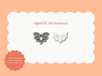 Bat No. 4 Clay Cutter | Bat STL File – Digital Animal Cutter for Cute Halloween Earrings & Spooky Clay Crafts