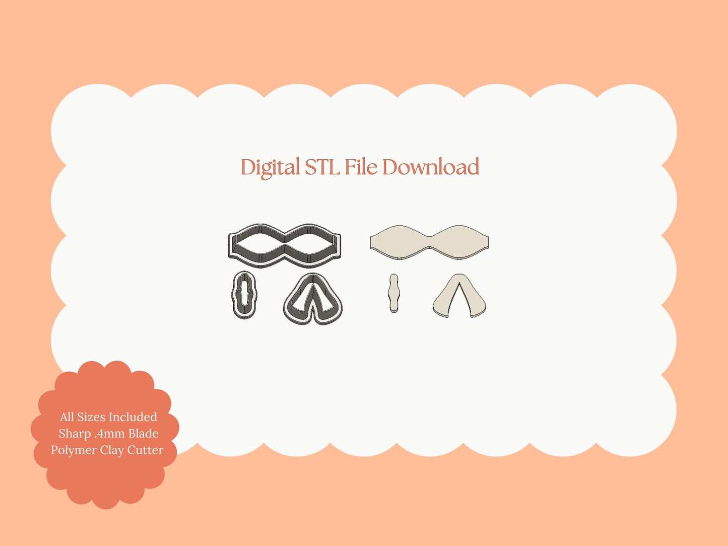 Coquette Bow No. 6 Clay Cutter | Coquette Bow No. 6 STL File – Digital Elegant Cutter for Cute Earrings & Fashion Clay Crafts