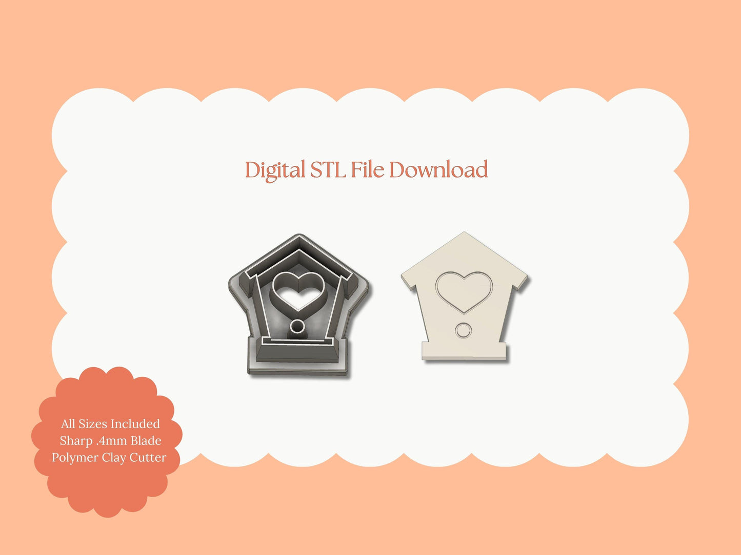 Valentine Birdhouse Clay Cutter | STL File Download Polymer Clay Cutter Spring Summer