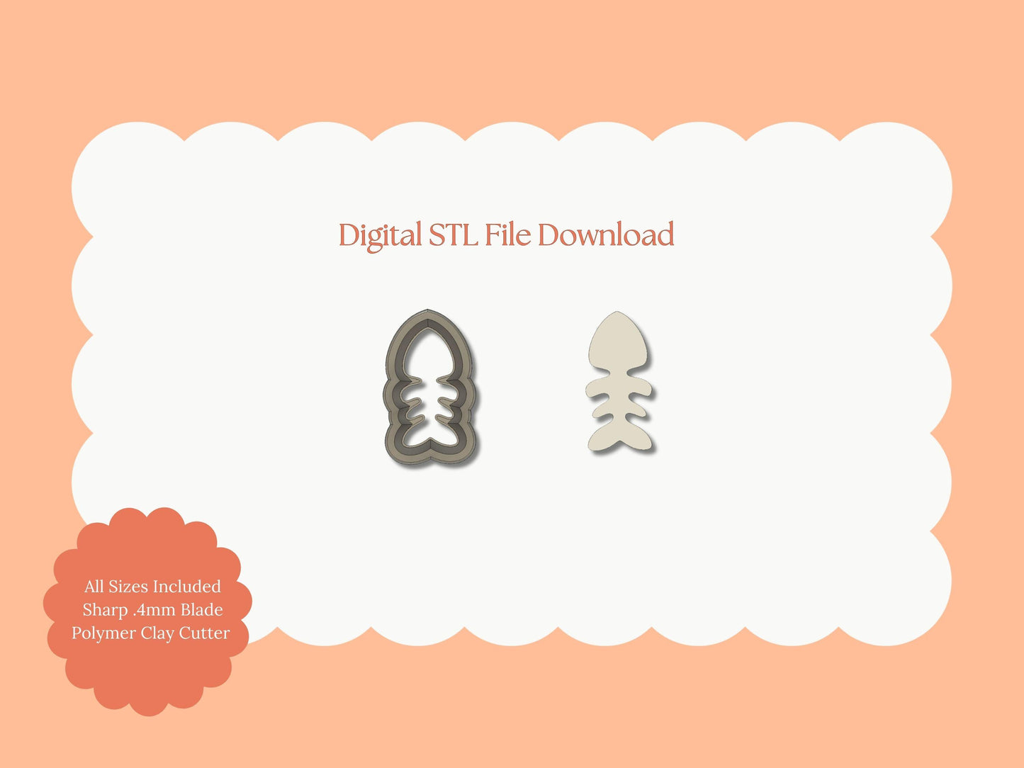 Boned Fish Clay Cutter | STL File Download Polymer Clay Cutter Spring Summer Beach