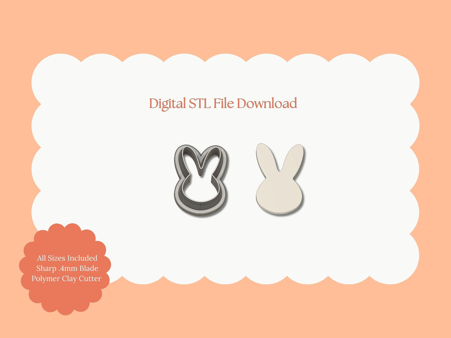 Rabbit Head Clay Cutter | STL File Download Polymer Clay Cutter Spring Clay Animal
