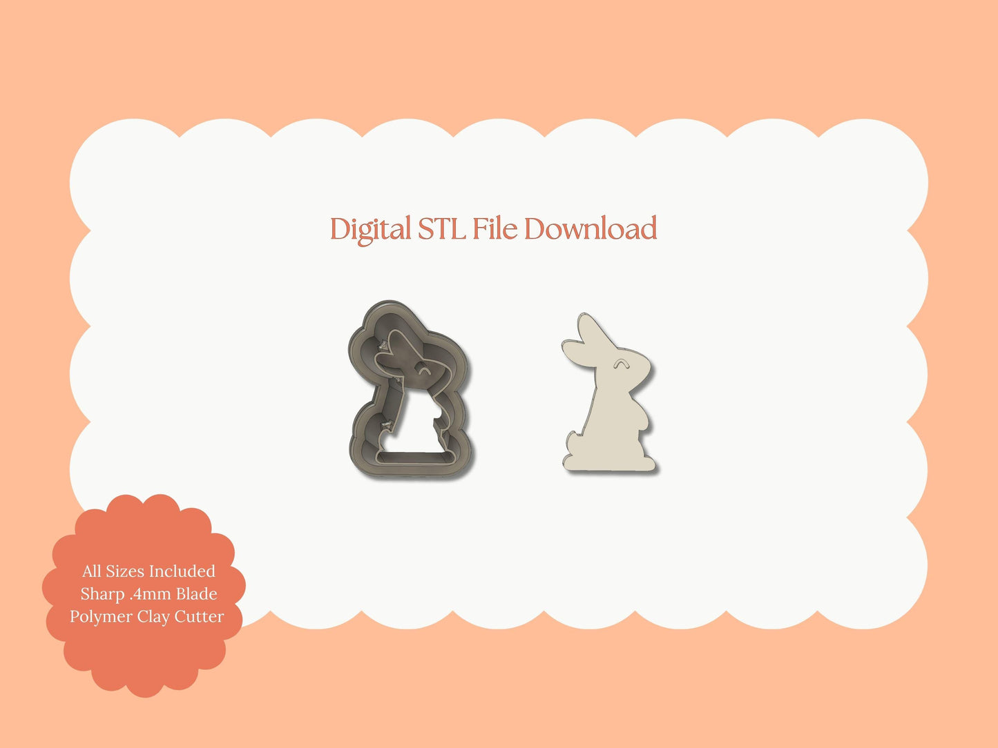 Bunny No. 2 Clay Cutter | STL File Download Polymer Clay Cutter Spring Clay Animal