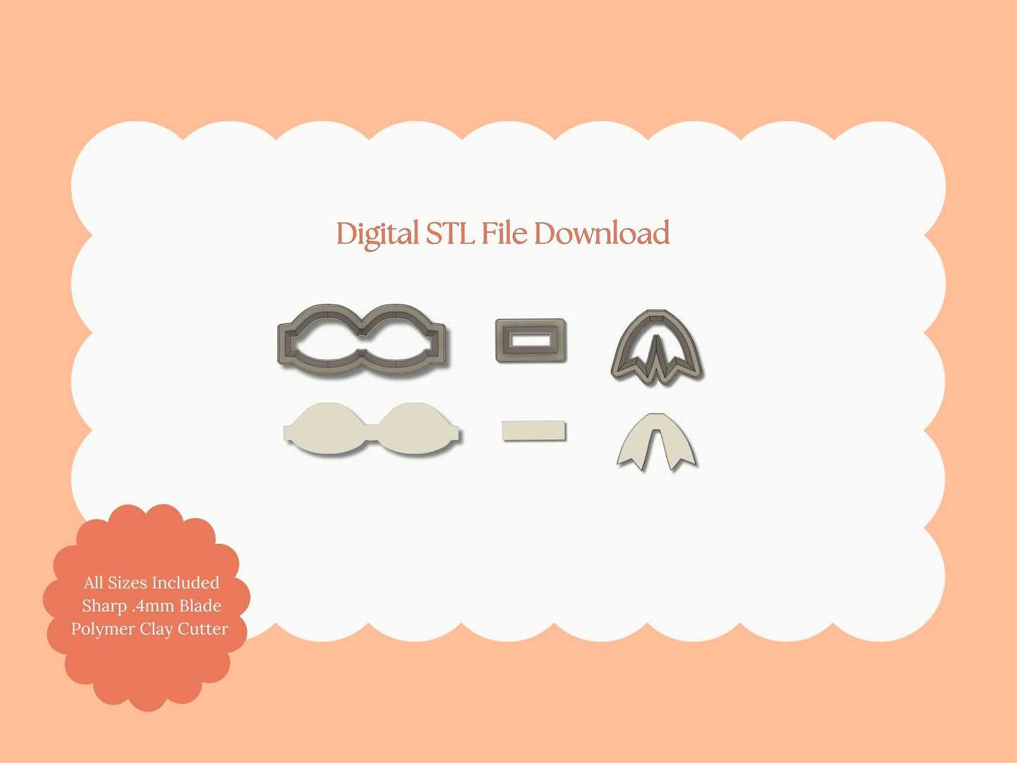 Coquette Bow No. 7 Clay Cutter | Coquette Bow No. 7 STL File – Digital Elegant Cutter for Cute Earrings & Bow Clay Crafts