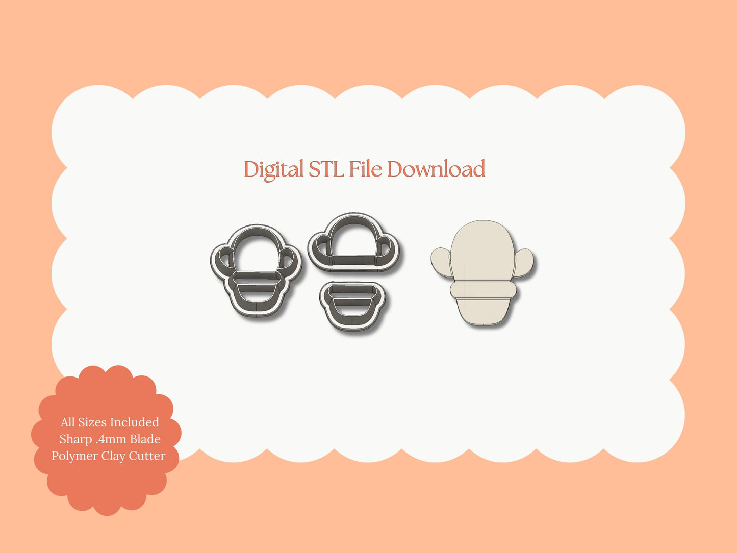 Cactus Pot Clay Cutter | Cactus Pot STL File – Digital Nature Cutter for Succulent Earrings & Cute Clay Crafts