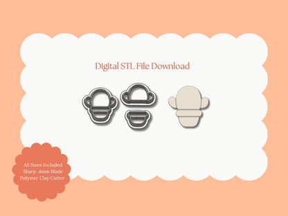 Cactus Pot Clay Cutter | Cactus Pot STL File – Digital Nature Cutter for Succulent Earrings & Cute Clay Crafts