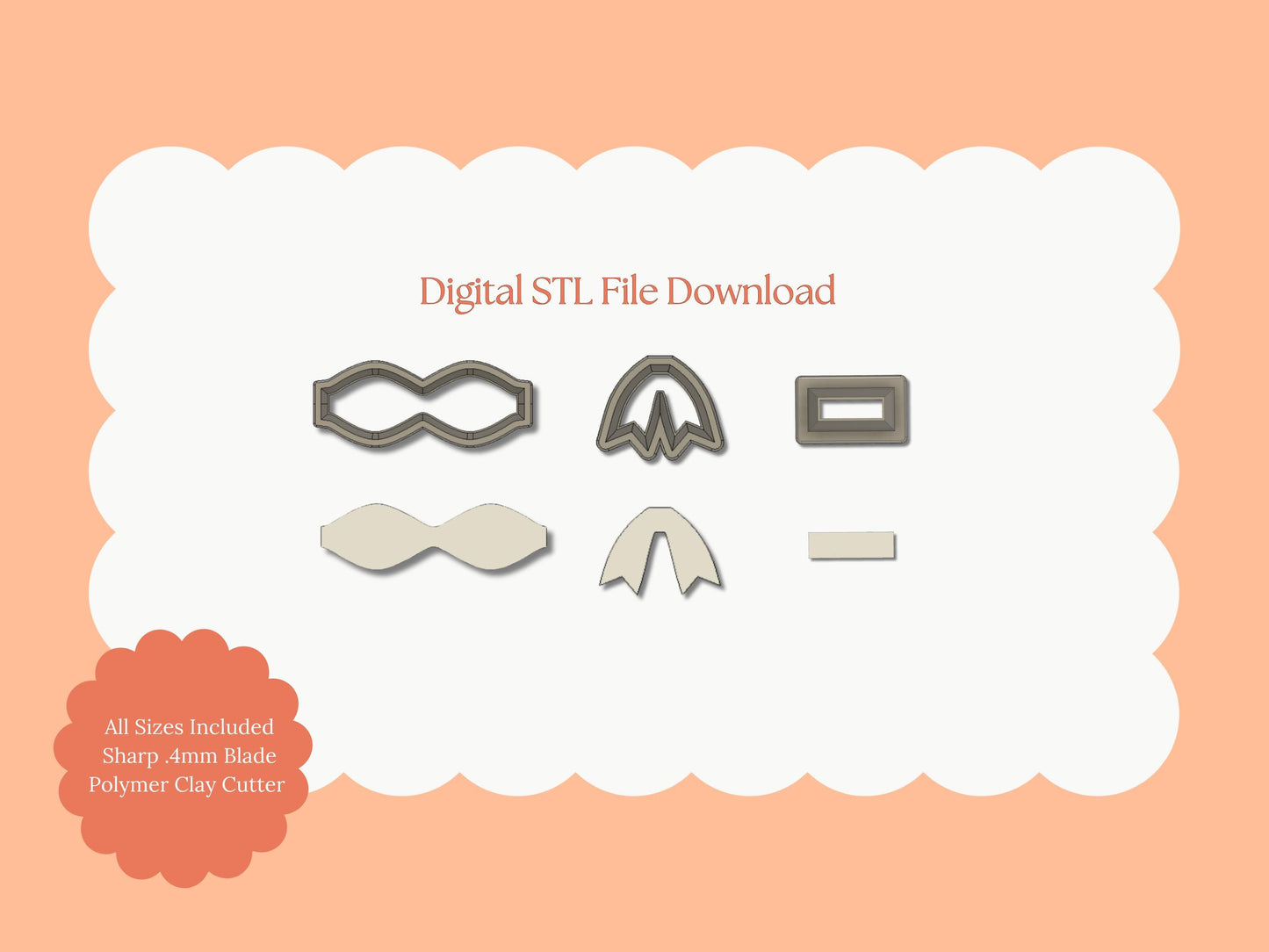 Coquette Bow No. 5 Clay Cutter | Coquette Bow No. 5 STL File – Digital Fashion Cutter for Cute Earrings & Bow Clay Crafts