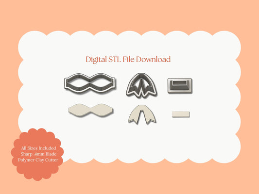 Coquette Bow No. 5 Clay Cutter | Coquette Bow No. 5 STL File – Digital Fashion Cutter for Cute Earrings & Bow Clay Crafts