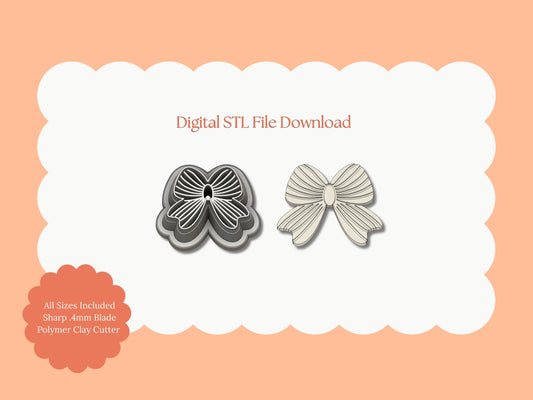 Valentine Bow No. 3 Clay Cutter | Valentine Bow No. 3 STL File – Digital Romantic Cutter for Love Earrings & Cute Clay Crafts